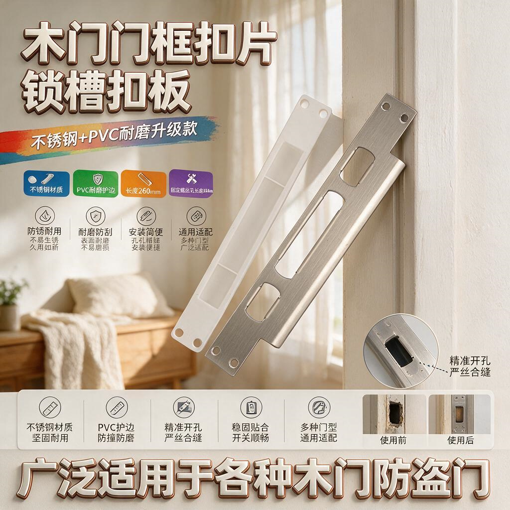 防盗门锁体导向片通用配件锁舌槽王力门木门扣片扣盒门框挡片锁片