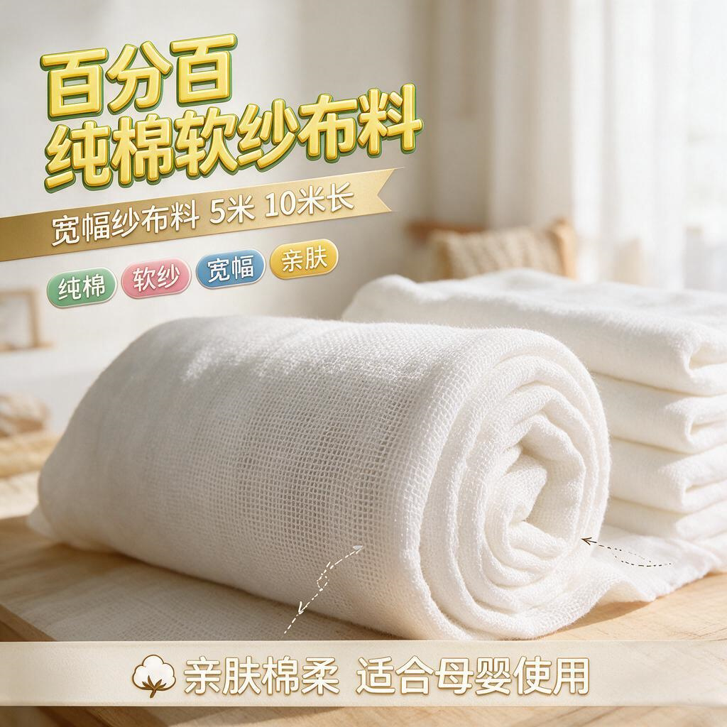 纱布布料纯棉厨房做豆腐用的过滤布豆浆网纱面料蒸笼布家用白沙布