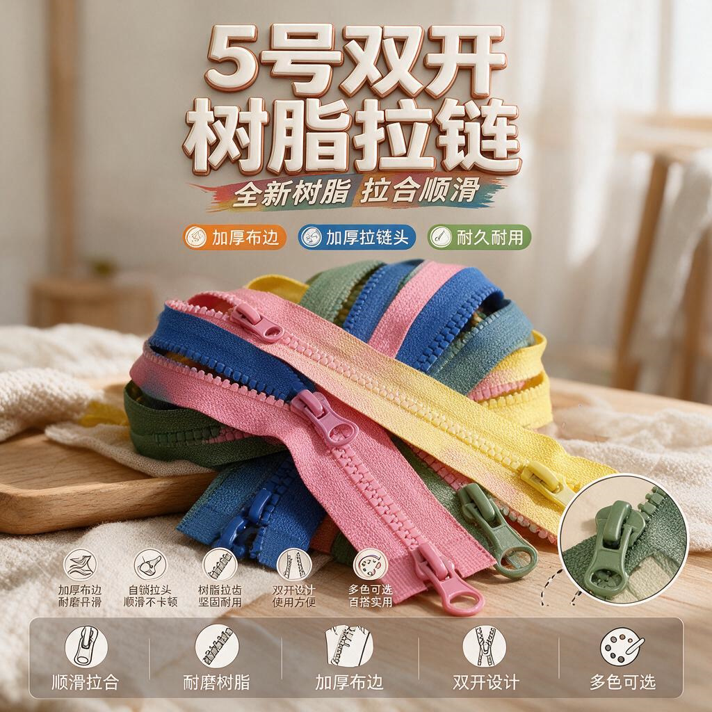 5号树脂开尾衣服棉衣羽绒服门襟加长款拉锁睡袋成人童装外套拉链