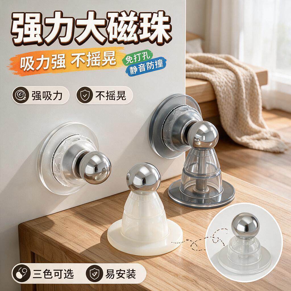 门顶防撞神器门吸免打孔新款门后防撞门挡器硅胶卫生间强磁铁吸门