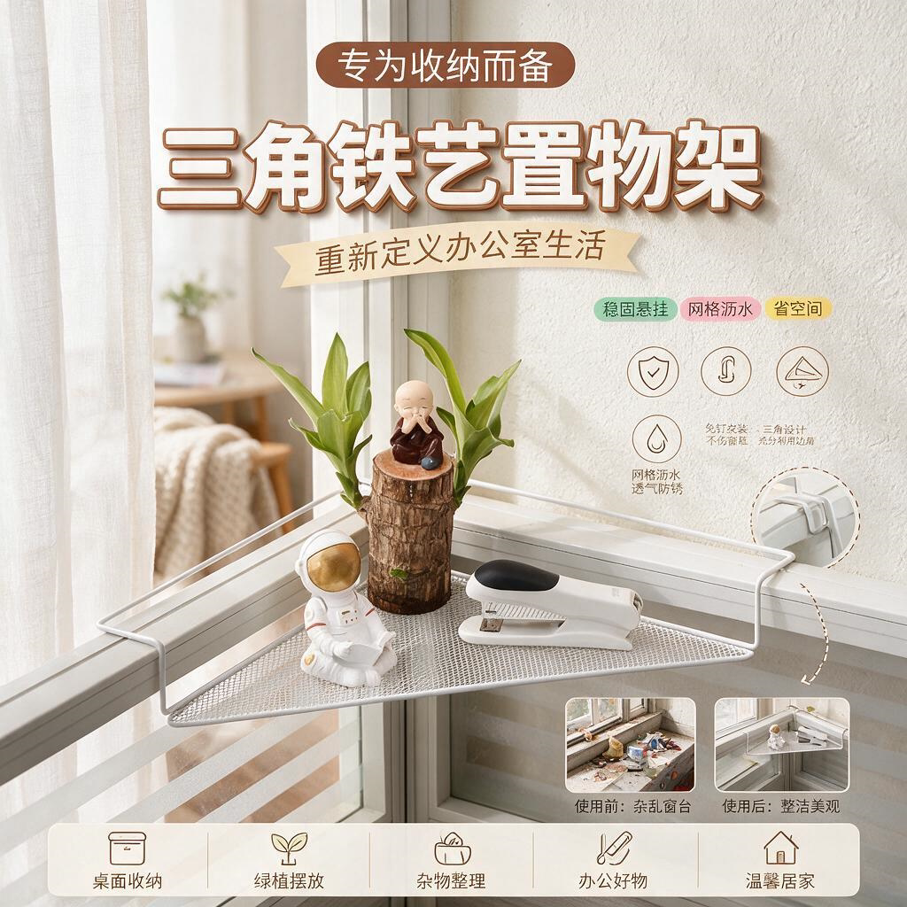 办公室桌面收纳挂架阳台悬挂式置物架铁艺挂篮防盗窗台盆栽花架