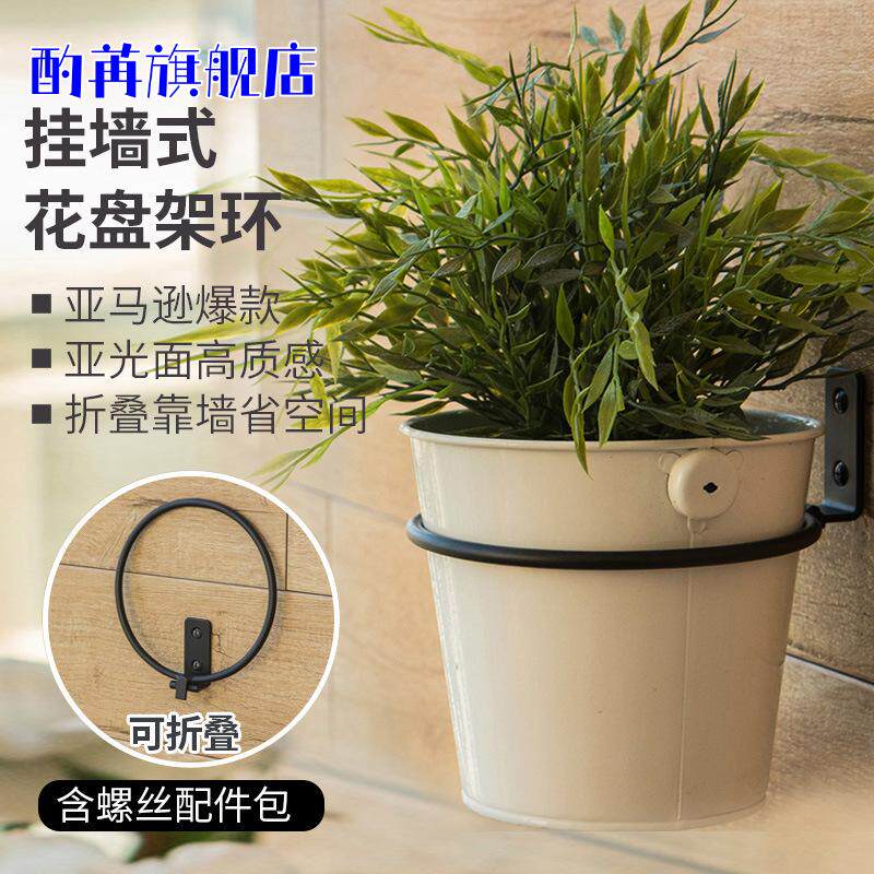 免打孔铁艺阳台壁挂式花盆架餐厅墙面花篮架客厅墙上绿萝置物花