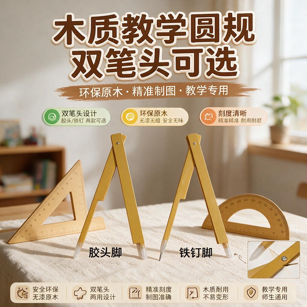 教学圆规教师用黑板 大圆规教师用 木制绘图教学用具教师圆规