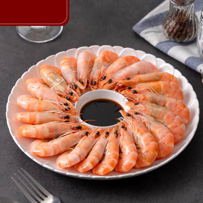 纯白陶瓷圆形有格带醋碟子寿司盘点心菜碟家用菜盘饺子盘三文鱼盘