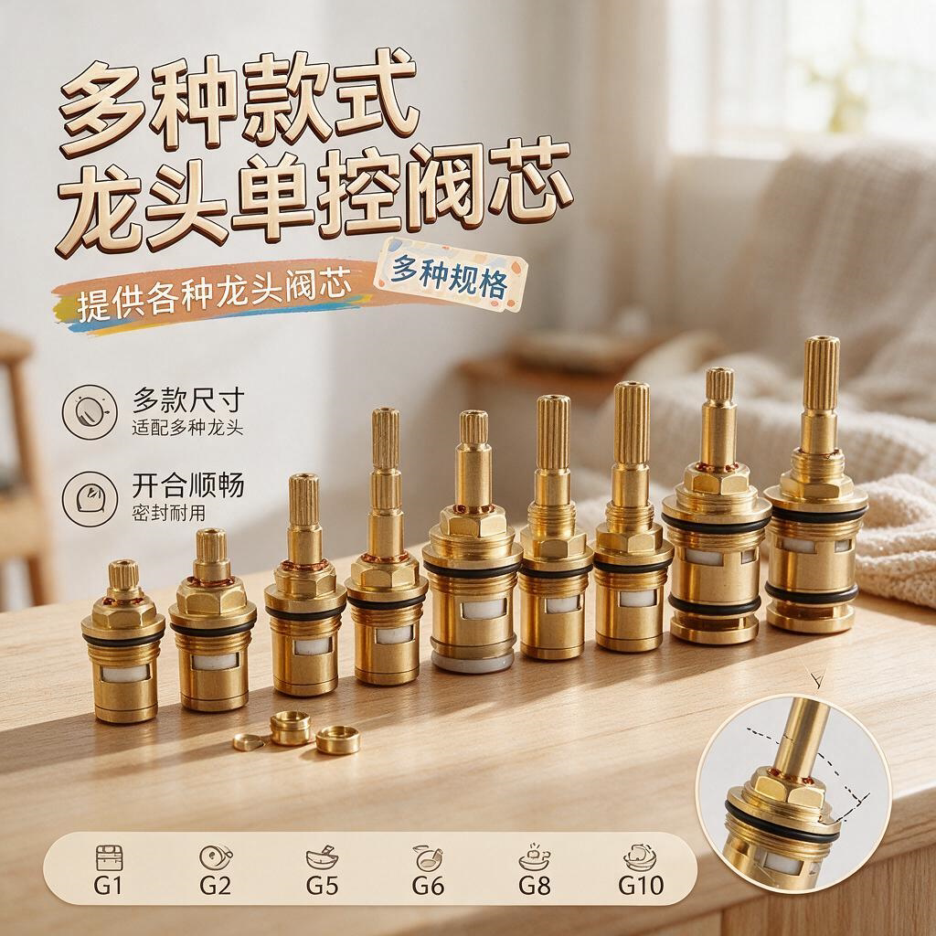 水龙头阀芯铜配件快开式陶瓷片铜阀芯双把冷热水龙头芯佳家乐