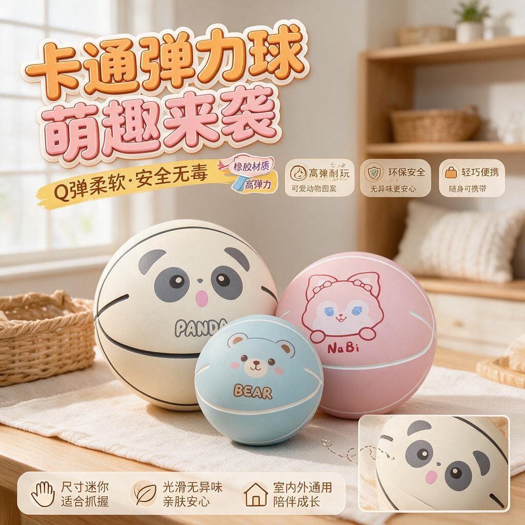 弹力球儿童弹跳小球小孩子玩的玩具球mini球软球橡皮球硅胶小篮球