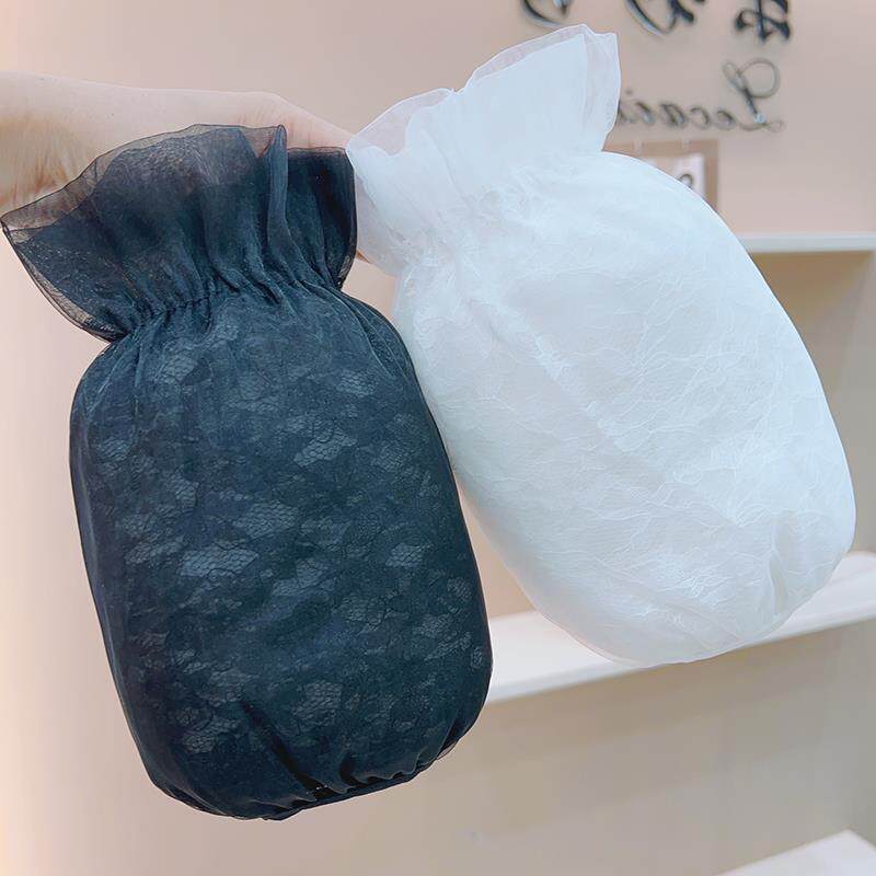 羽绒服专用袖套女秋冬新款防脏白蕾丝上班工作办公室专用套袖短款