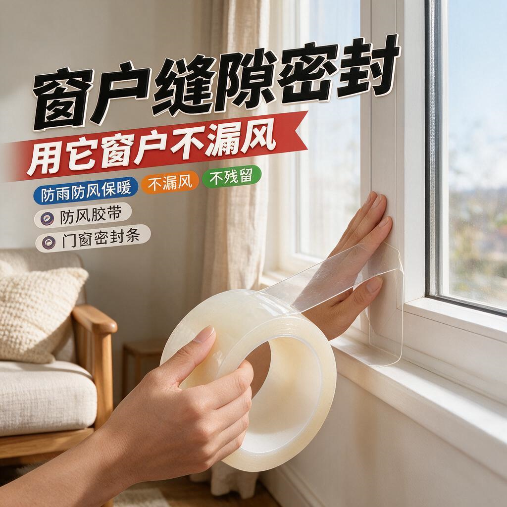 门窗缝隙密封条冬季窗户挡风神器胶条防风保暖膜漏风封窗胶带窗户不留胶玻璃防水防寒塑钢防台风加厚