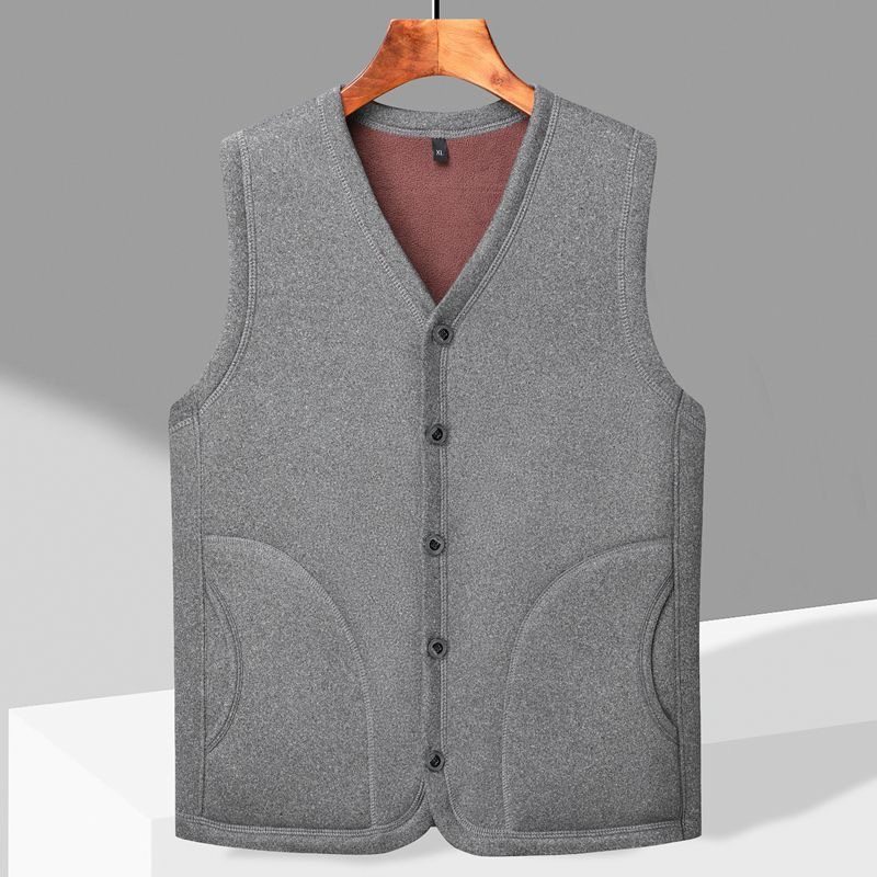 加绒加厚中老年马甲冬季抓绒老年人外穿坎肩爸爸保暖背心衣服男装