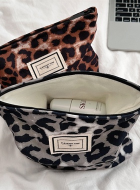 49182 韩系复古豹纹化妆包口红零钱随身洗漱收纳袋女便携手拿包