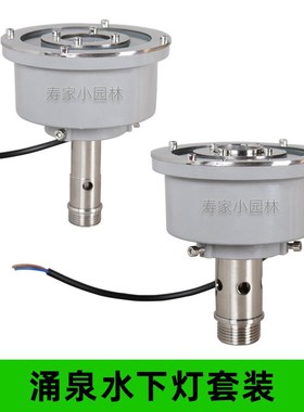 鼓泡涌泉喷泉中孔水下灯七彩暖光低压带阀门喷头酒店广场水景景观