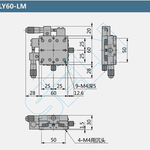 XY轴LY60-LM LY60-RM LY60-CM手动平台 手动滑台