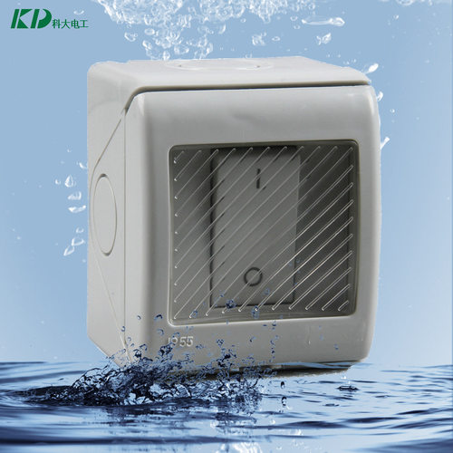 KD-1GS一位单控防水开关 IP55防水防尘开关 不开盖直接手按开关