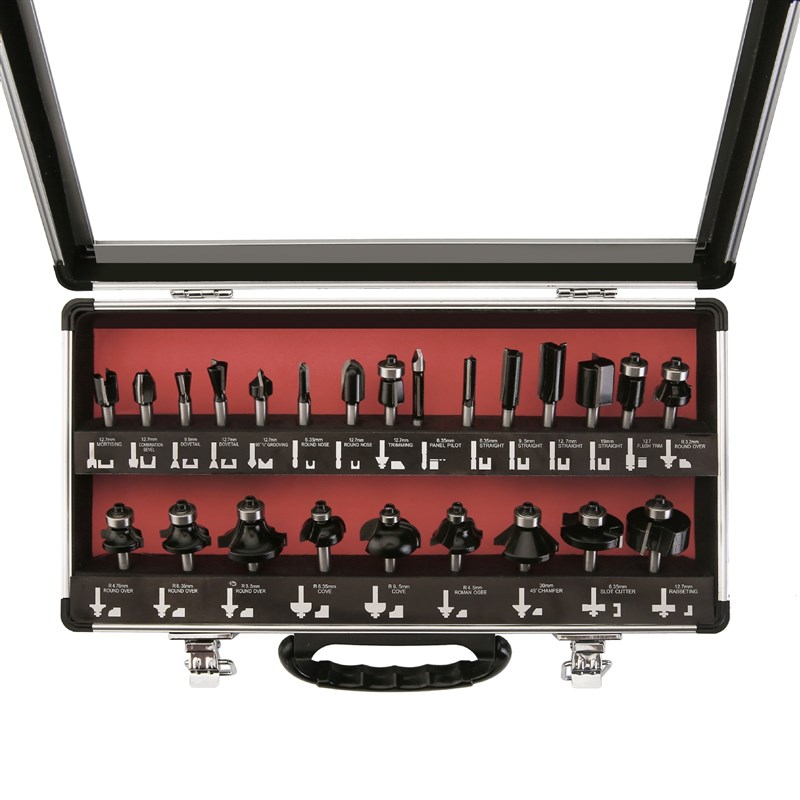 木工铣刀打磨抛光工具套装万能修边机刀头开挖槽榫卯神器大全24PC