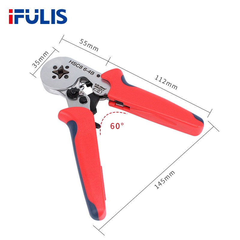HSC8 6-4BA压线钳自调式VE管型压接钳针形冷压端子0.25-10mm四边