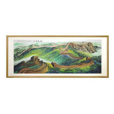 正品手绘万里长城画靠山图国画山水办公室客厅背景墙无水靠山装饰