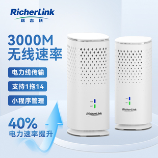 一拖一 R6千兆无线子母全屋家用路由器WIFI6电力猫信号放大器mesh组网穿墙王子母路由套装 AX3000 RicherLink