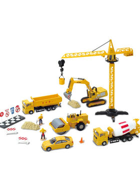 俊基奥图美1:43消防/警察/工程车套装系列黄色合金儿童玩具模型