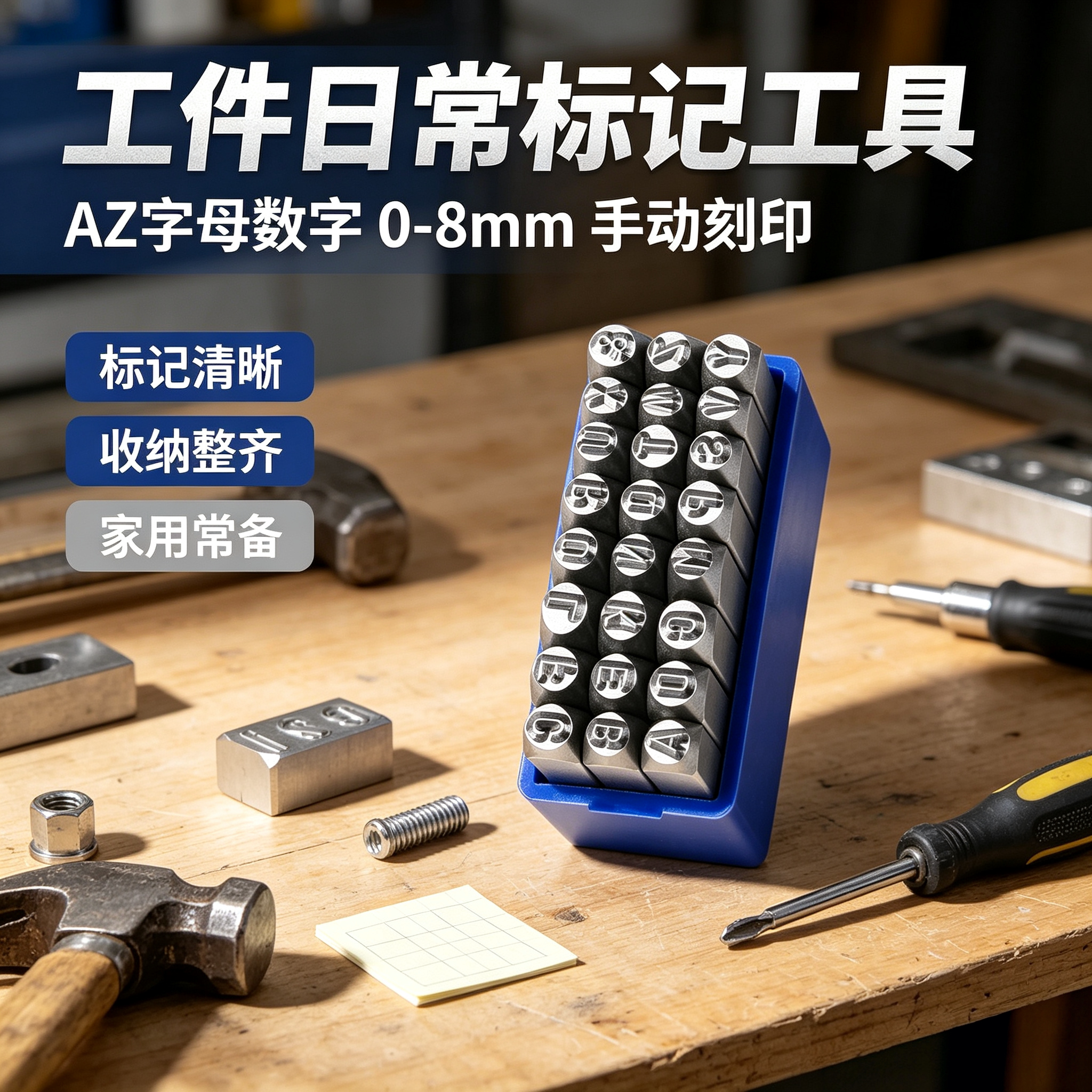 经济型五金钢印字模0-8mmAZ字母数字工件日常标记手动刻印工具