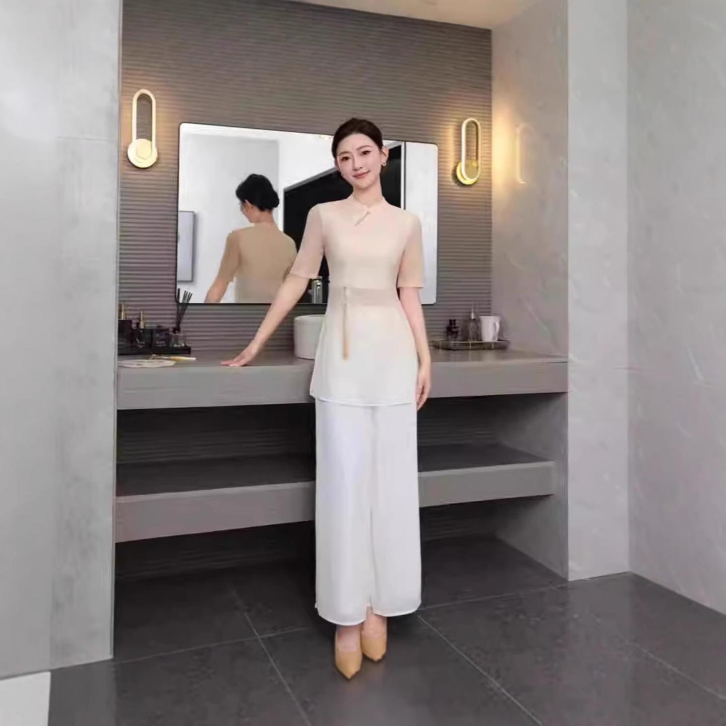 春夏秋新款足浴技师工作服女气质