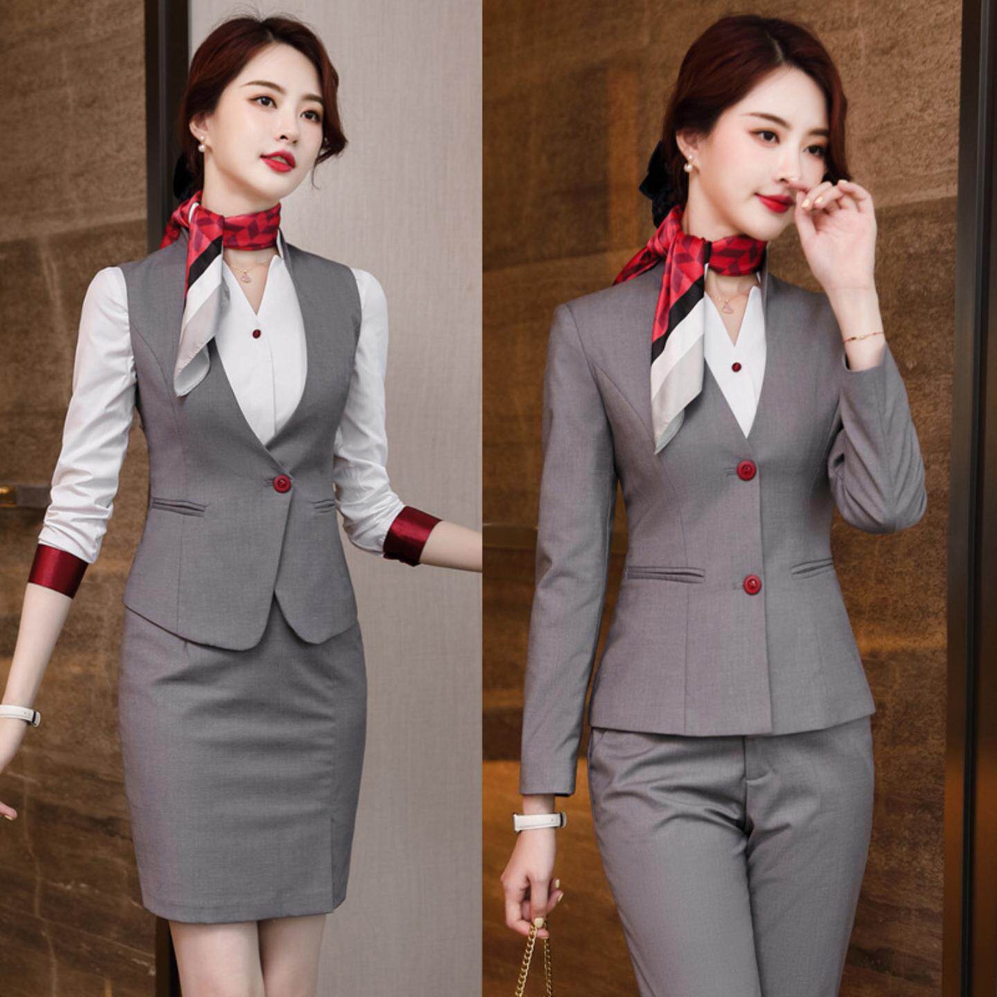 马甲西装套装女空姐制服珠宝店美容师工作服酒店前台工作装正装