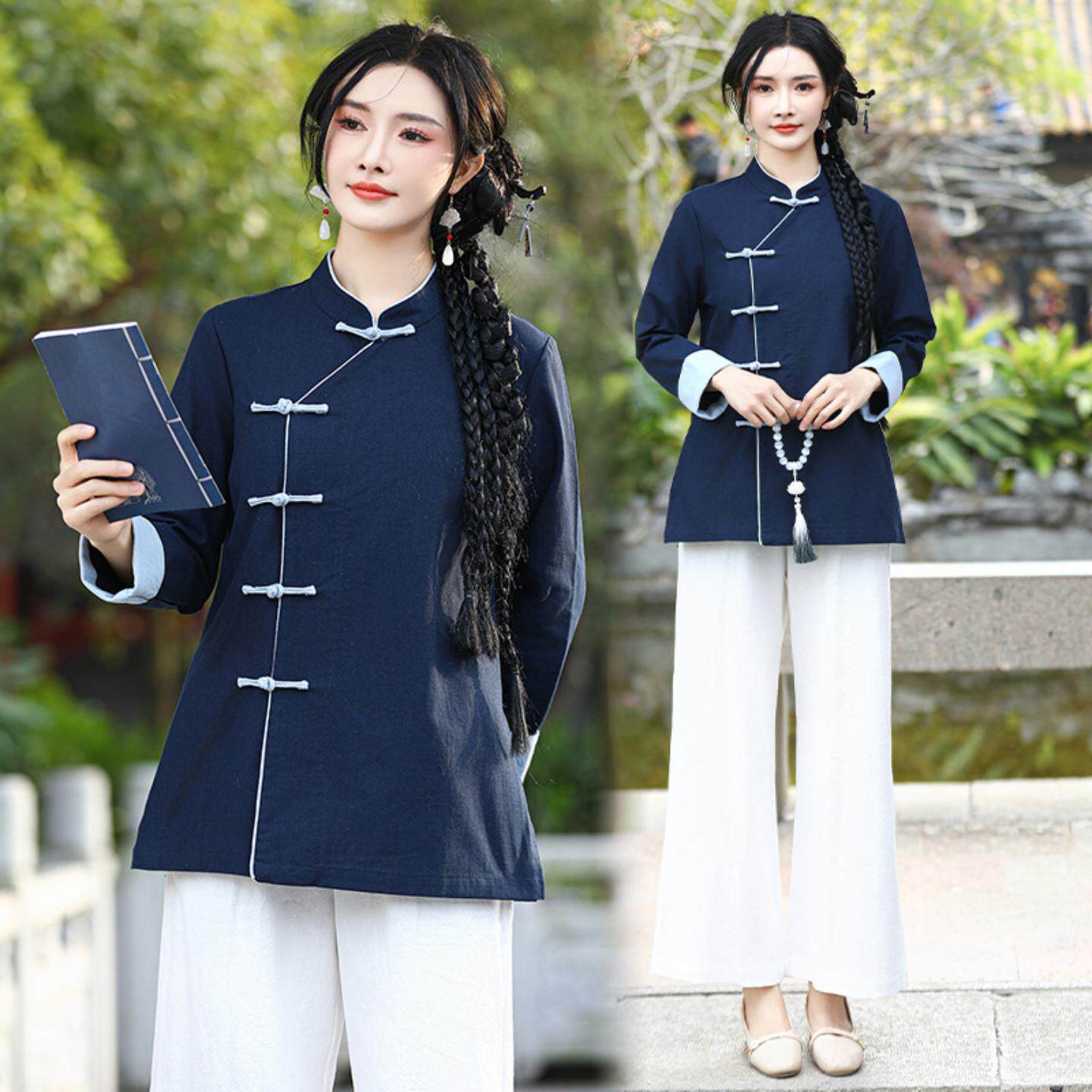 2501春季新款禅意茶服上衣盘扣