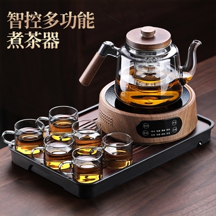 小型蒸煮一体茶壶电 加厚玻璃耐高温煮茶器家用办公室陶炉茶具套装