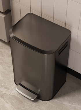 不锈钢垃圾桶家用商厨房办公专大号脚踩带盖高颜值超大容量80L升