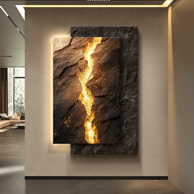 高级感玄关装饰画新款轻奢走廊过道挂画立体氛围正对门入户画壁灯