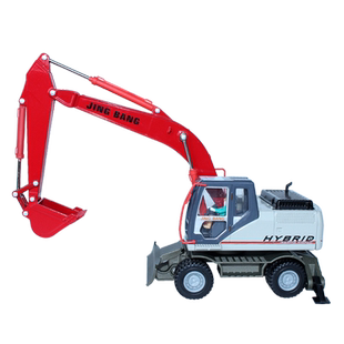 合金工程车模型1:50大号挖机轮式挖掘机挖土玩具仿真推土汽车摆件