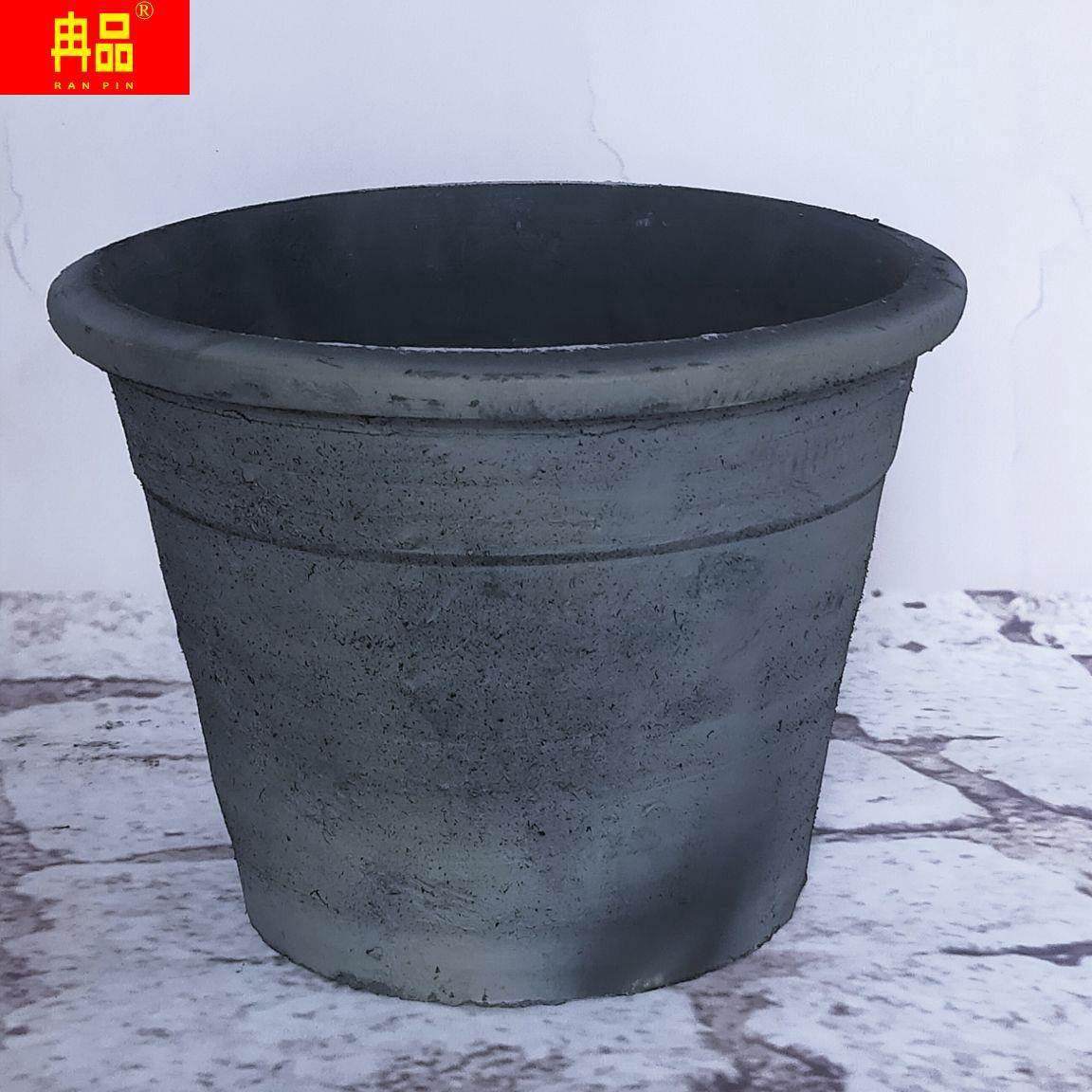 老式泥瓦盆透气耐用 陶土素烧黑陶红陶陶瓷多肉小花盆 口径19厘米
