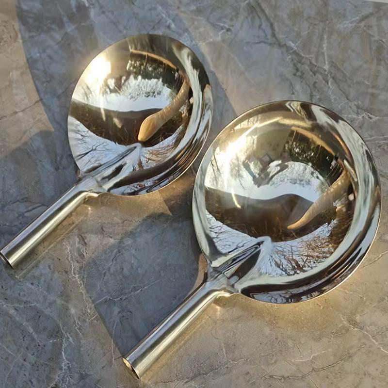 加厚一体不锈钢老式家用厨房大号水瓢水勺食堂大汤勺打菜勺木把勺