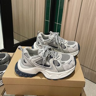 卡迪高真皮厚底增高老爹鞋女2025春秋季新款软底不累脚休闲运动鞋