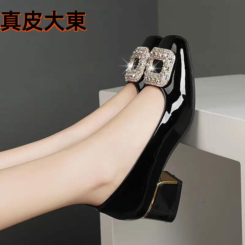 软牛皮女鞋2026新款真皮水钻浅