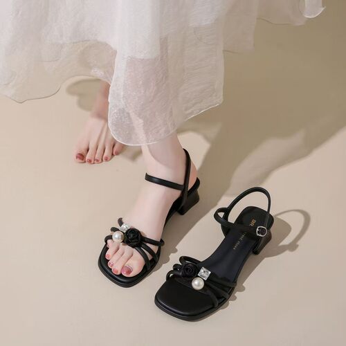 法式仙女风粗跟凉鞋女2026夏季