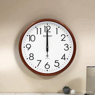 Guten电波钟会议室高档免打孔客厅圆形时钟静音自动对时大屏家用