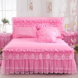 蕾丝公主床裙床罩单件床盖床套花边防滑床笠1.8m床垫保护套 韩版