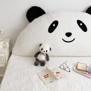 2022新款 卡通床头大靠背熊猫兔兔绒床头靠垫可拆洗公主少女心靠枕