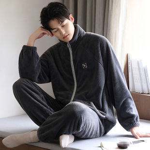 2025新款珊瑚绒加大码加厚保暖法兰绒睡衣外穿家居服冬季暖和宽松