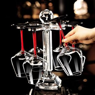 新款红酒杯水晶勃艮第醒酒器酒杯套装红领结葡萄酒杯高脚杯带杯架