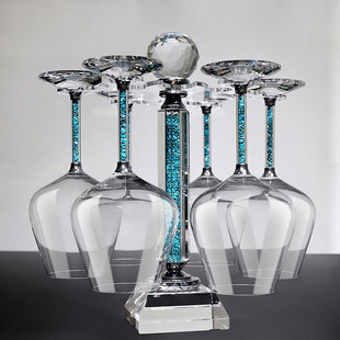 家用绿松石水晶勃艮第波尔多红酒杯套装旋转杯架高脚杯葡萄酒杯子