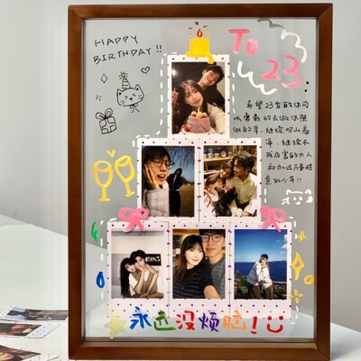 柚顿双面透明波点相框照片定制