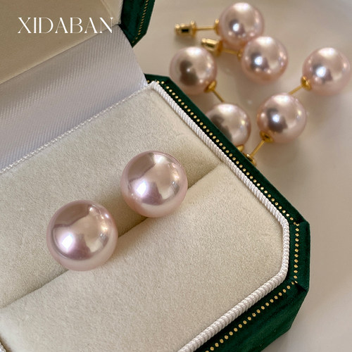 西大班人造akoya伴彩珍珠耳钉女