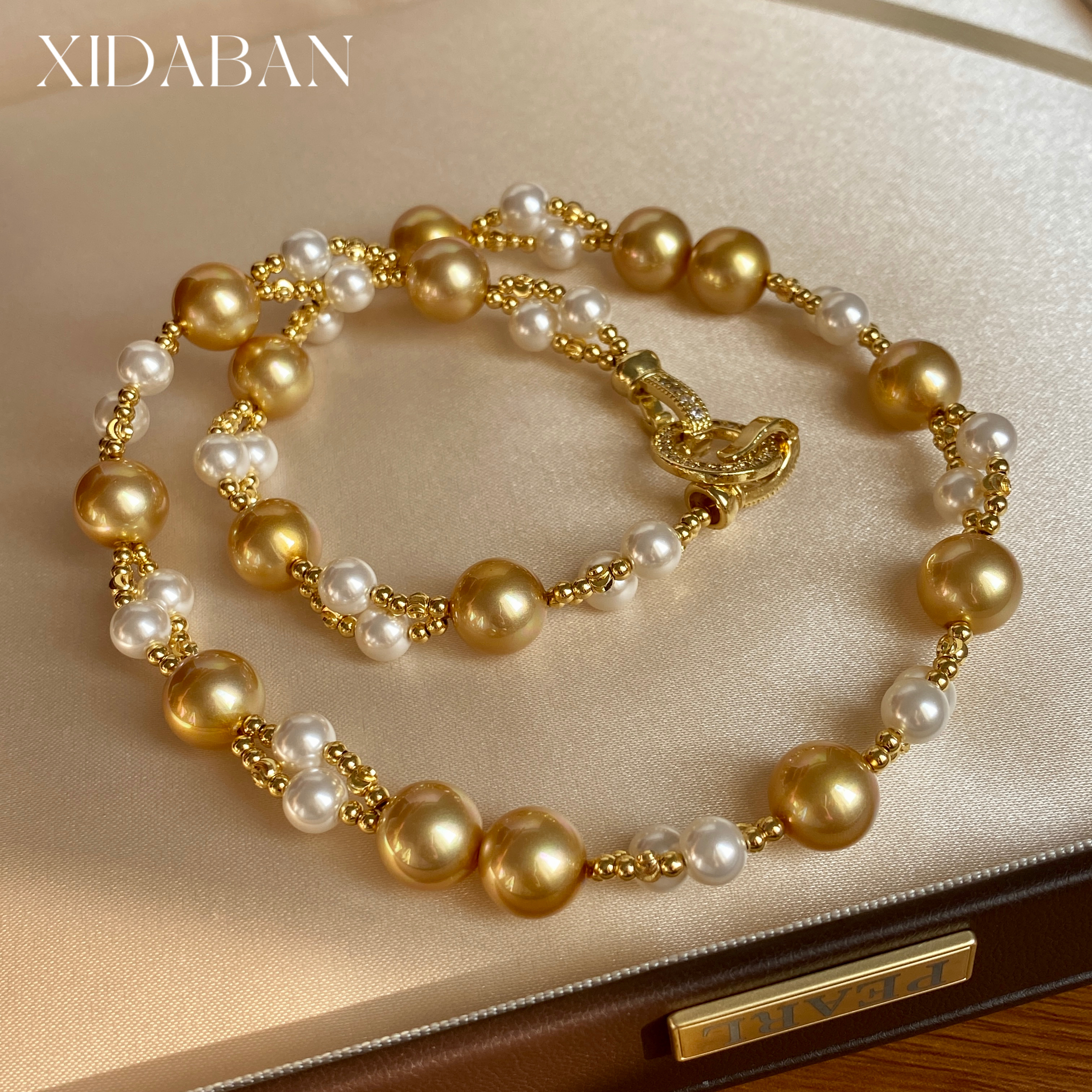 西大班渐变大小双层编制珍珠项链