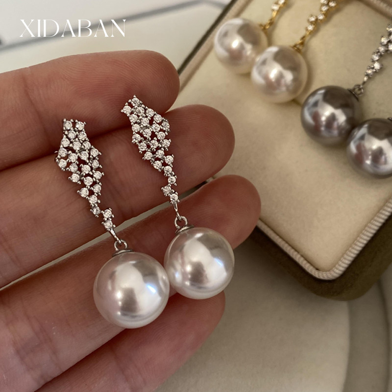 西大班热巴同款施家珍珠耳坠女