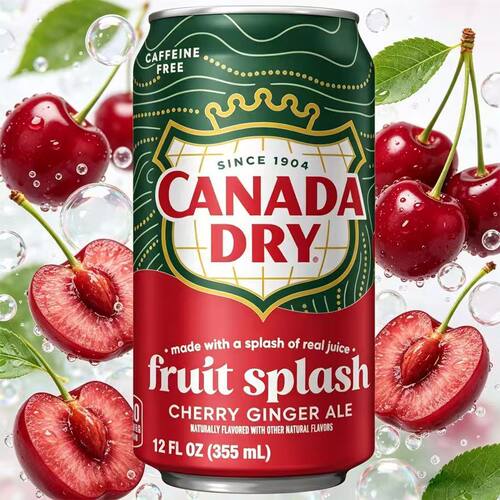9月到期美国进口CANADA DRY姜汁汽水355ml*6罐樱桃味姜味可乐