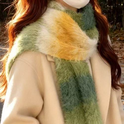 十刻雪宝同款围巾手工编织diy材料包长毛渐变毛线墨染山水送男友