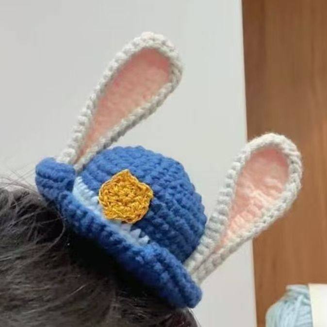 疯狂动物毛线朱迪帽发夹钩织朱迪警官兔子帽发夹编织diy材料手工,服饰配件/皮带/帽子/围巾,DIY编织材料包,淘宝优惠券,粉丝福利购,淘宝优惠卷