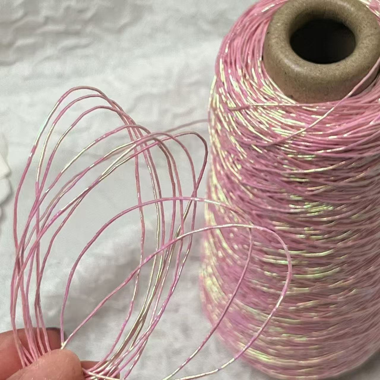 网红炫彩银色包芯纱Feve同款闪银特色编织线金银丝diy手工钩织包