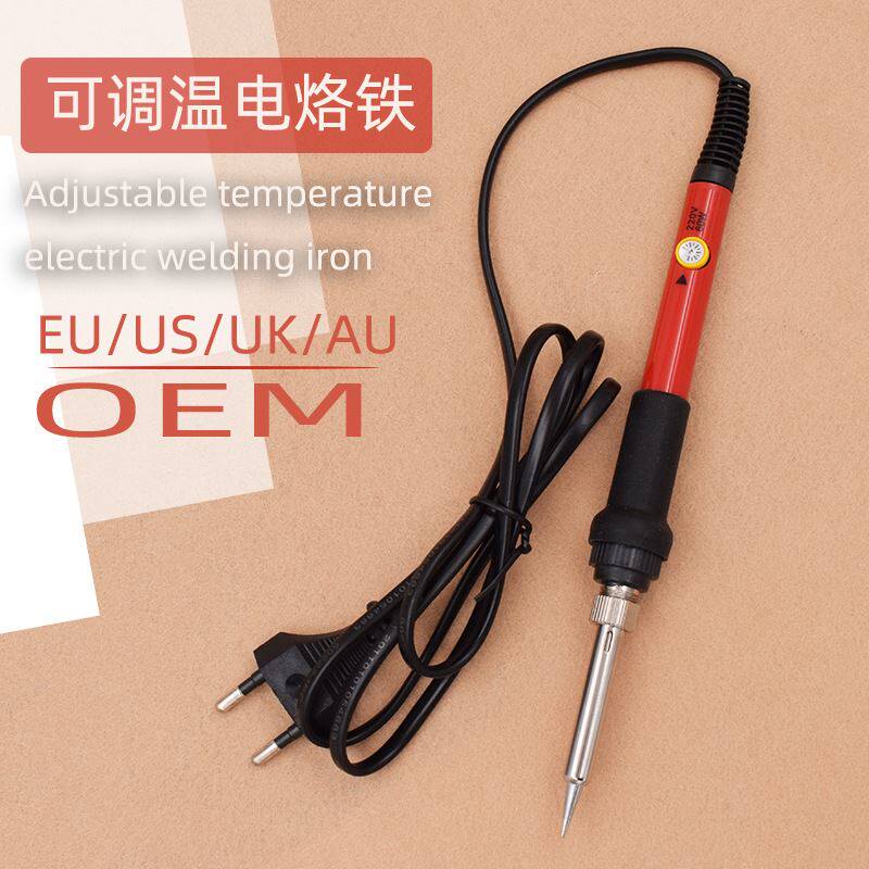 代客oem红色调温电烙铁 内热936类型电焊铁外贸欧规eu定制电烙铁